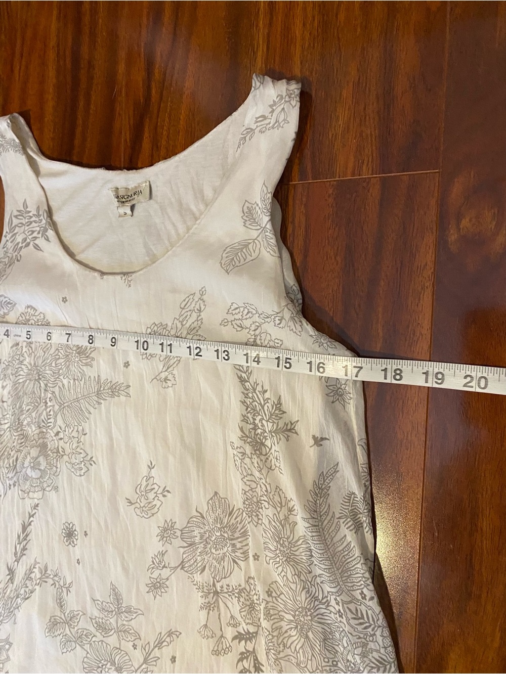 Via Signoria Made in Italy Silk sheer Floral Lace Hem Sleeveless Top - Cream - Picture 9 of 11